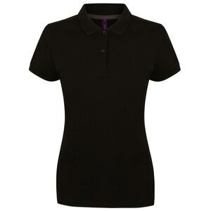 Henbury Womens/Ladies Cotton Pique Modern Polo Shirt / Black